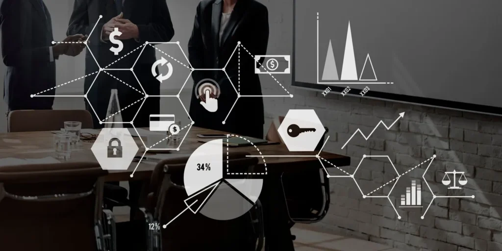 people in office analyzing positivew and negative effects of fintech ai development services
