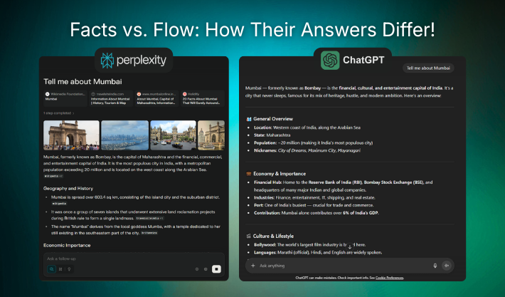 Styles of Responses perplexity vs chatgpt