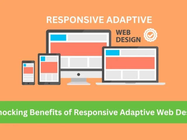 Responsive adaptive web design illustration on phone, tablet, laptop and desktop