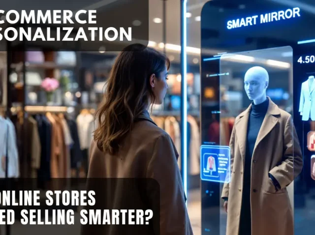 Shopper using an AI smart mirror in a fashion retail store