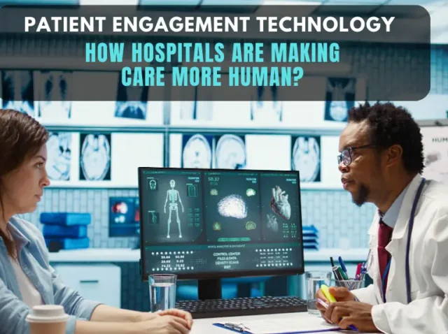 Doctor and patient using digital healthcare technology during a hospital consultation
